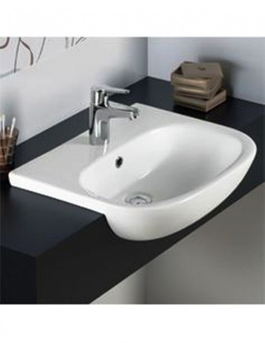 D-Code Semi-recessed washbasin with overflow